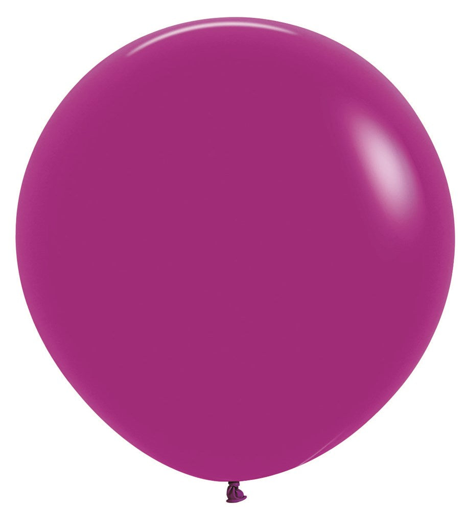 24-inch round deluxe purple orchid latex balloon with smooth glossy surface.