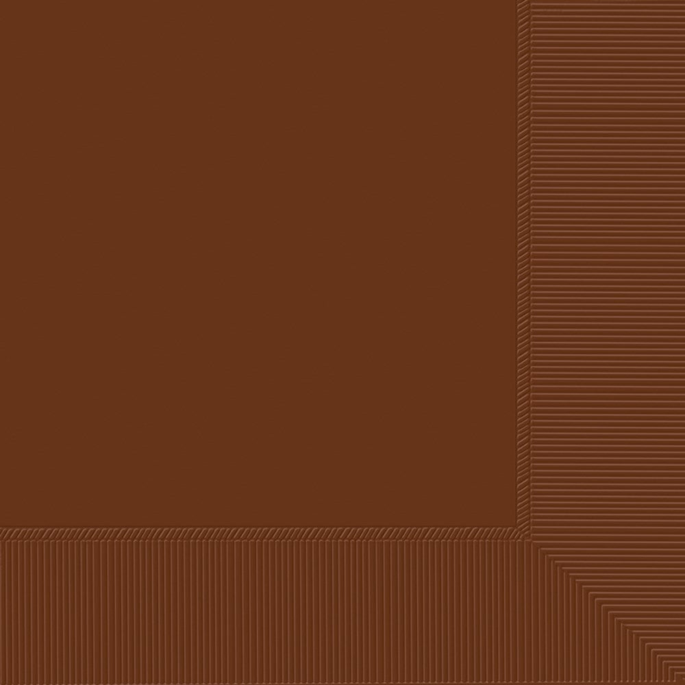 Chocolate brown 2-ply square lunch napkin with embossed border texture.