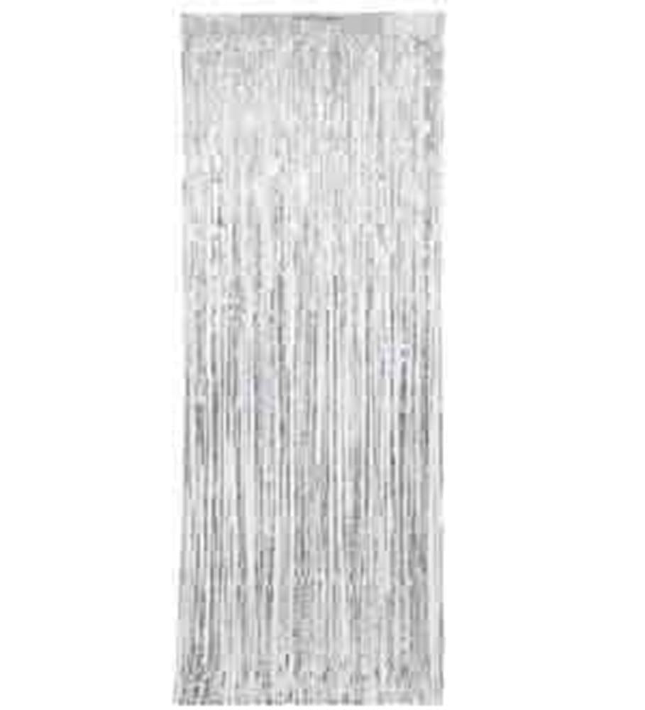 Fringe Door Curtain 3x8 - Silver