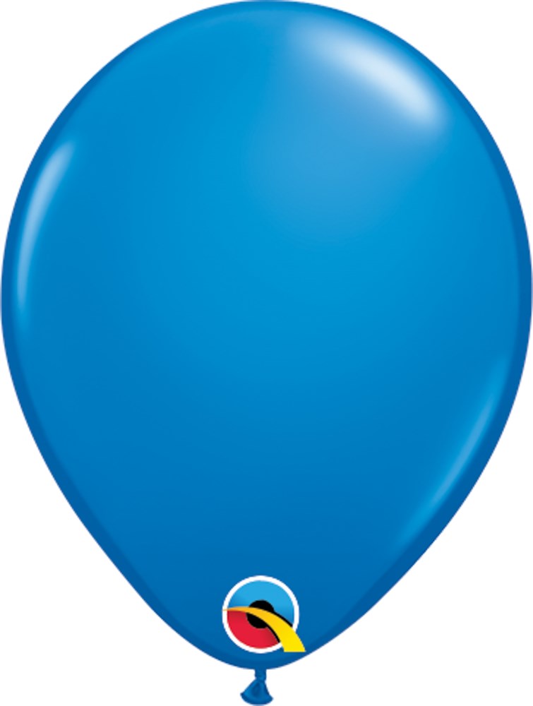 Dark blue 5-inch latex balloon with a glossy finish, round shape, and tied neck.