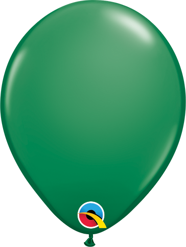 Dark green 5-inch round latex balloon with Qualatex logo at the base.