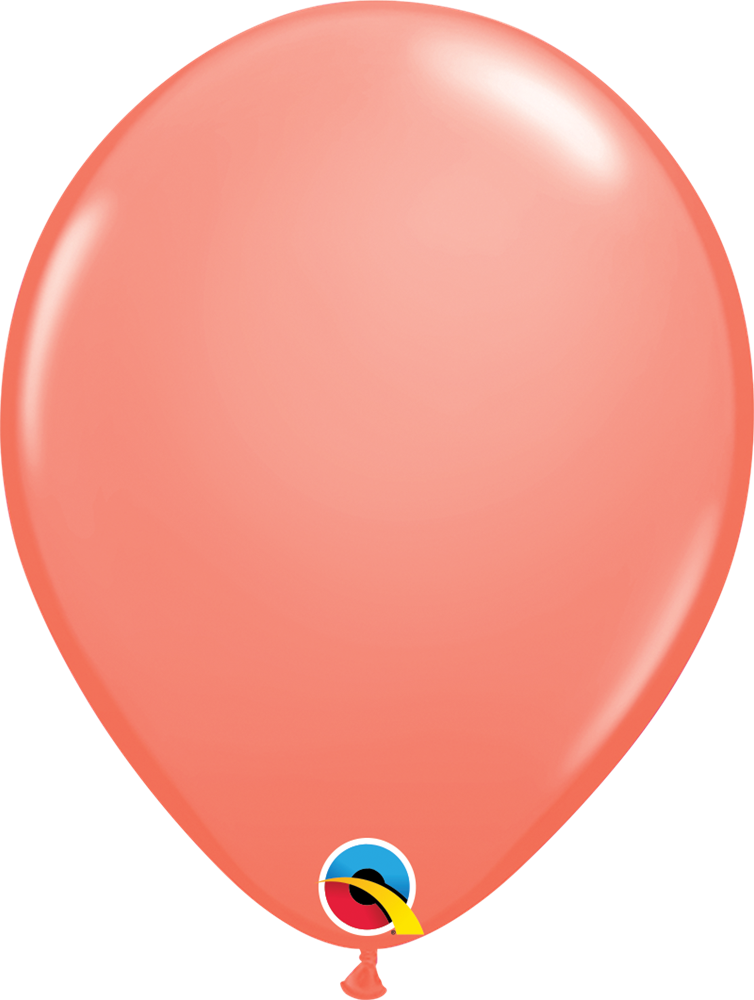 Glossy coral-colored 11-inch latex balloon with a rounded shape and smooth surface.