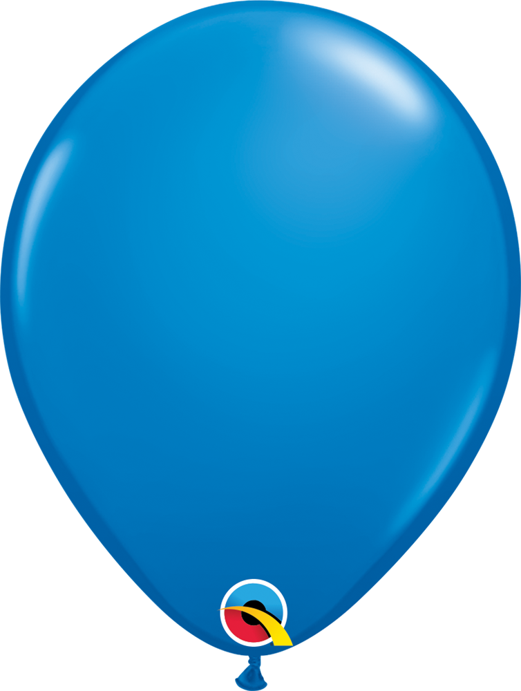 11-inch dark blue latex balloon with a shiny surface and Qualatex logo on the bottom.