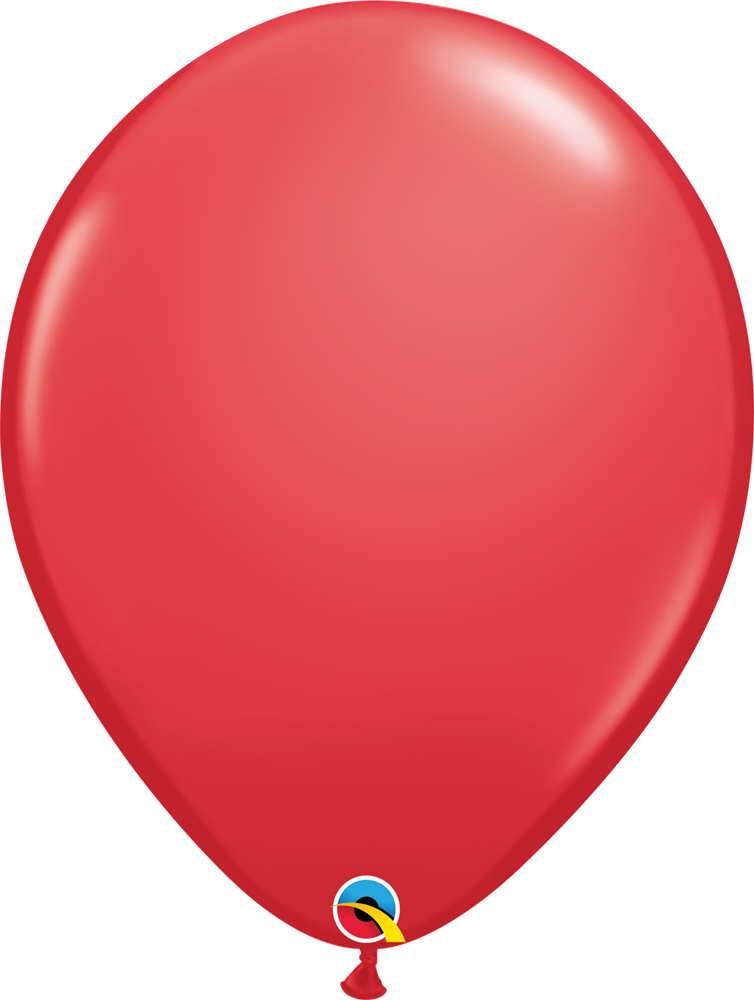 Glossy red 16-inch latex balloon with rounded shape and tied neck.