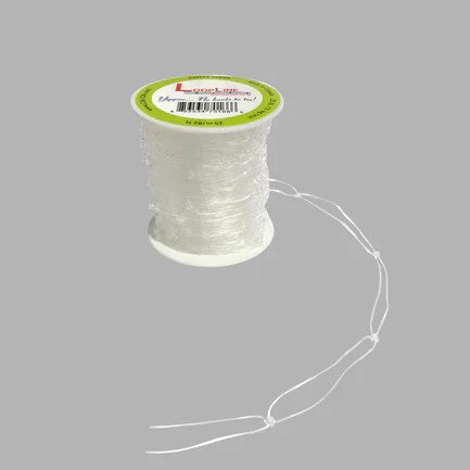 Clear nylon loop line spool with 25 meters of thin, flexible string for crafting or party use.