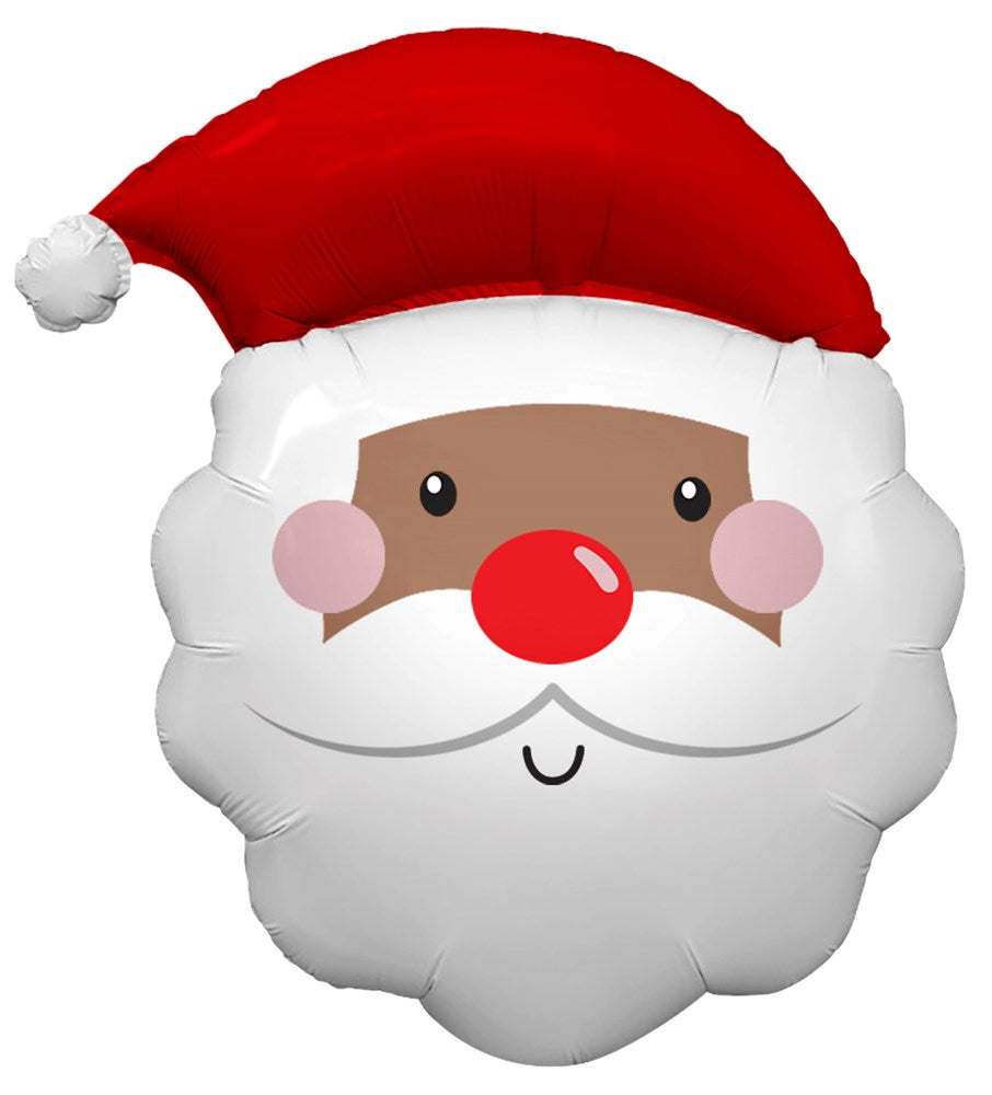 24-inch foil balloon shaped like Santa Claus face with red hat, white beard, and red nose.