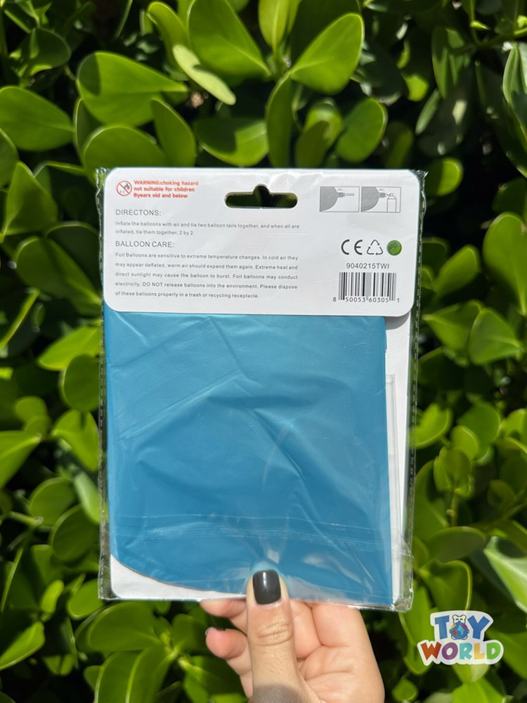 Packaged baby blue star-shaped foil balloon, 40-inch size, sealed in clear plastic with white label back.