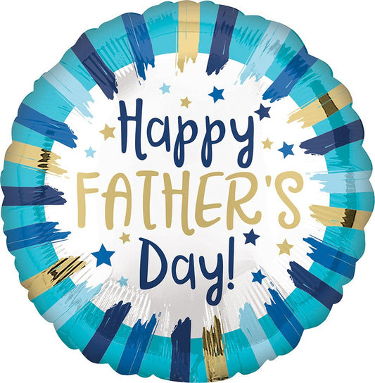 Happy Fathers Day Painted Stripes 17in Foil Balloon Flat