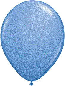 Periwinkle blue latex balloon with a smooth, round shape and tied neck.