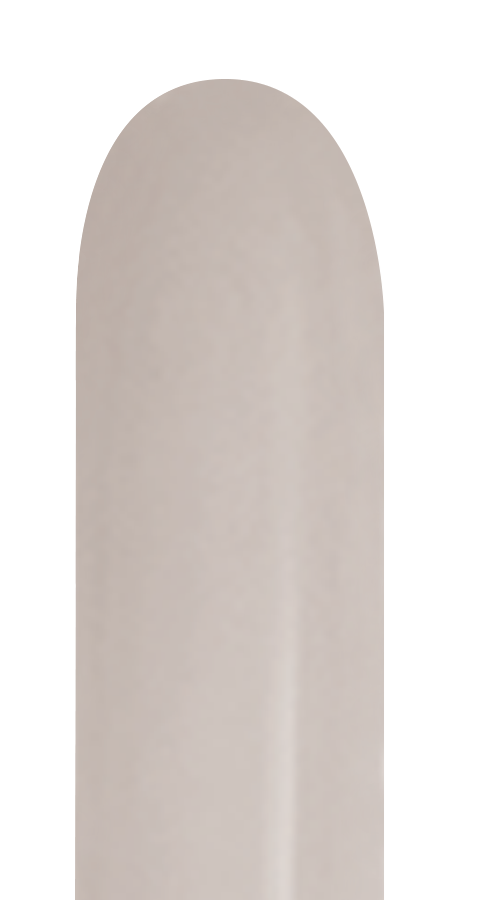 Long, white latex balloon with a smooth surface and slightly rounded tip.