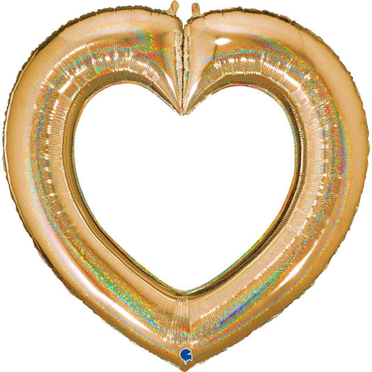 Grabo Gold Glitter Link Heart 41in Foil Balloon
