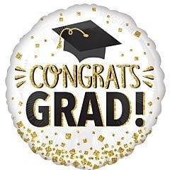 Anagram Congrats Grad Gold Glitter 17in Foil Balloon - Toy World Inc