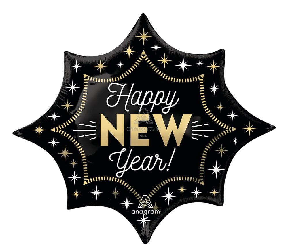 Anagram New Years Midnight Glam Burst 35in Foil Balloon FLAT - Toy World Inc