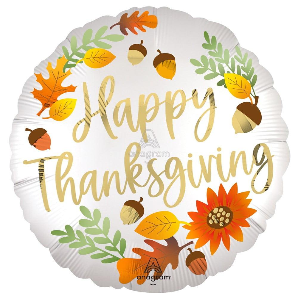 Anagram Satin Happy Thanksgiving 18in Foil Balloon FLAT - Toy World Inc