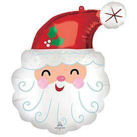 Anagram Smiley Santa Head 27in Satin Foil Balloon FLAT - Toy World Inc