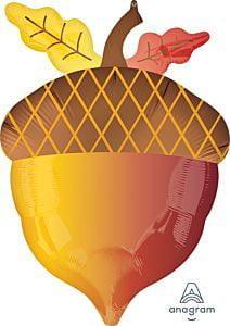 Anagram Thanksgiving Fall Acorn 18in Satin Foil Balloon FLAT - Toy World Inc