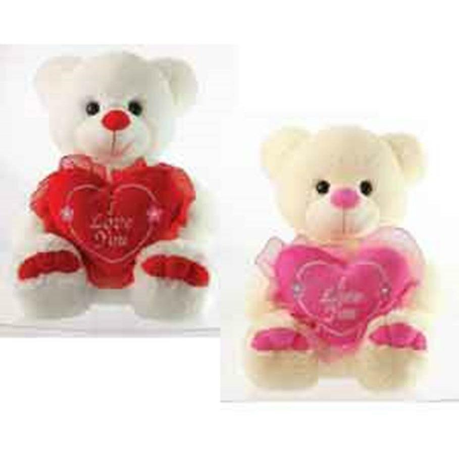 Bear w-Heart 9in 2 asst - Toy World Inc