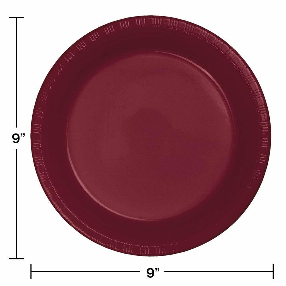 Burgundy 9in Plastic Plate 20ct - Toy World Inc