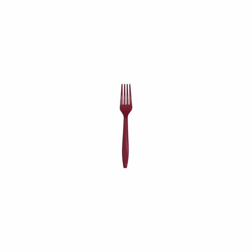 Burgundy Plastic Fork 24ct - Toy World Inc