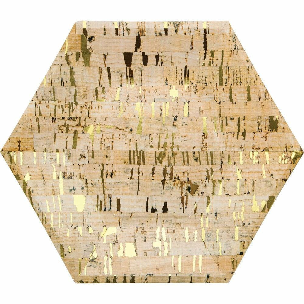 Cork Gold Banquet Plate 10in Hexagon Cork 8Ct - Toy World Inc