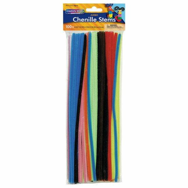 Creativity Street Jumbo Stem Pipe Cleaners 6mm Assorted 12in 100ct - Toy World Inc