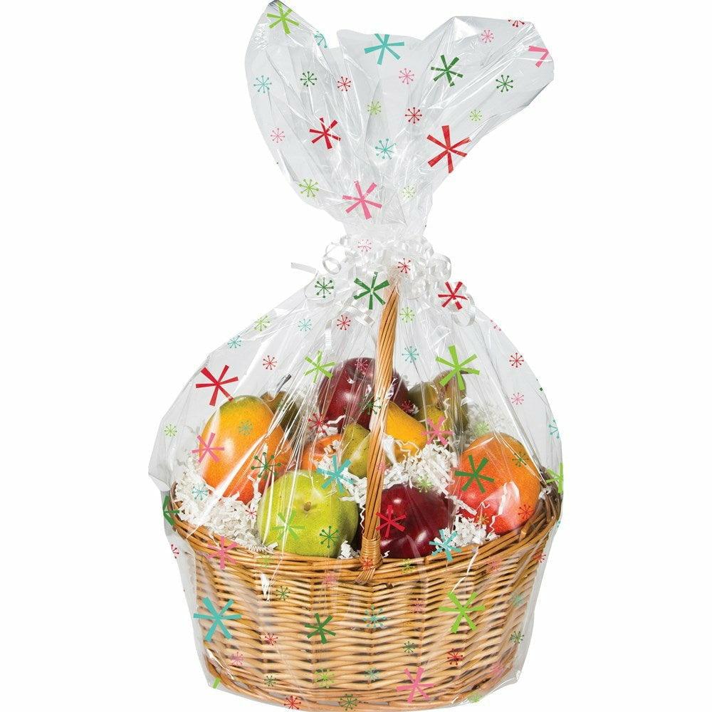 Decor Basket Bag Bright Snowflakes 1ct - Toy World Inc