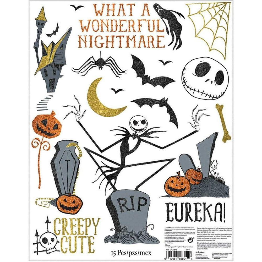 Disney Tim Burtons Nightmare Before Christmas Glitter Window Decorations - Toy World Inc
