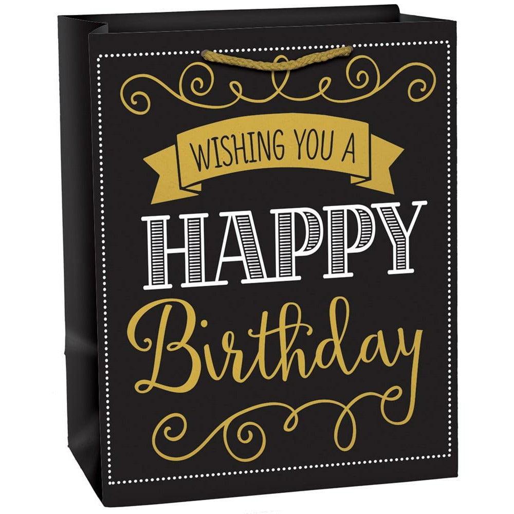 Elegant Black Birthday Medium Gift Bag - Toy World Inc