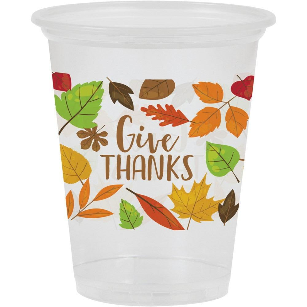 Fall Leaves 16oz Plastic Cup Clear 8ct - Toy World Inc