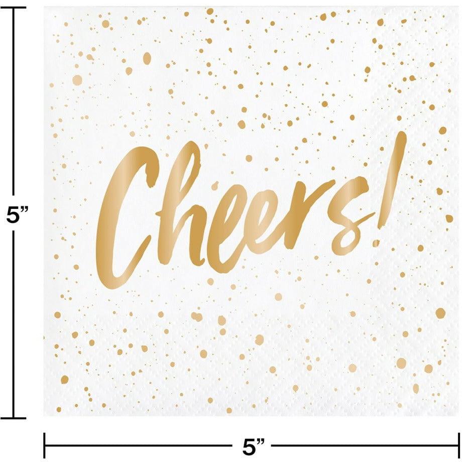 Foil Cocktail Napkins Beverage Napkin 3 Ply Cheers 24Ct - Toy World Inc