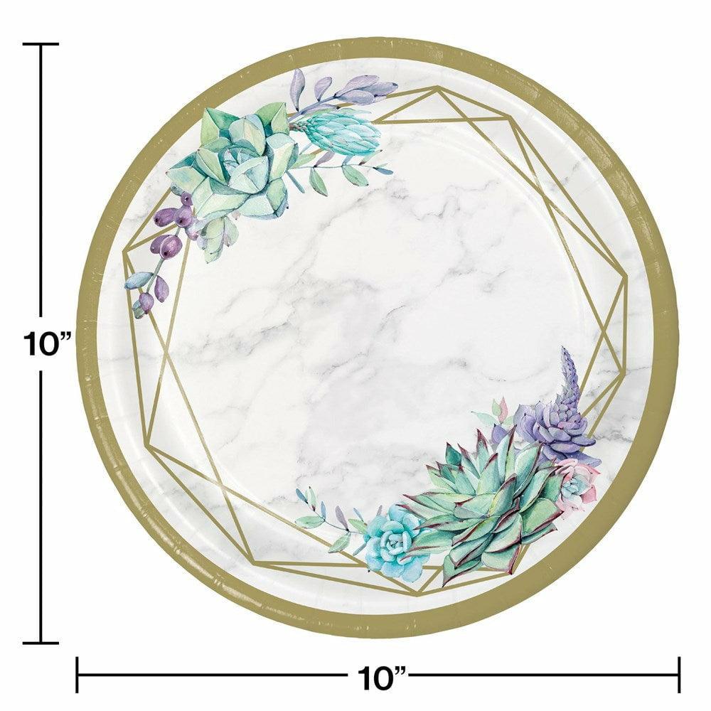 Geometric Succulents Banquet Plate 8Ct - Toy World Inc