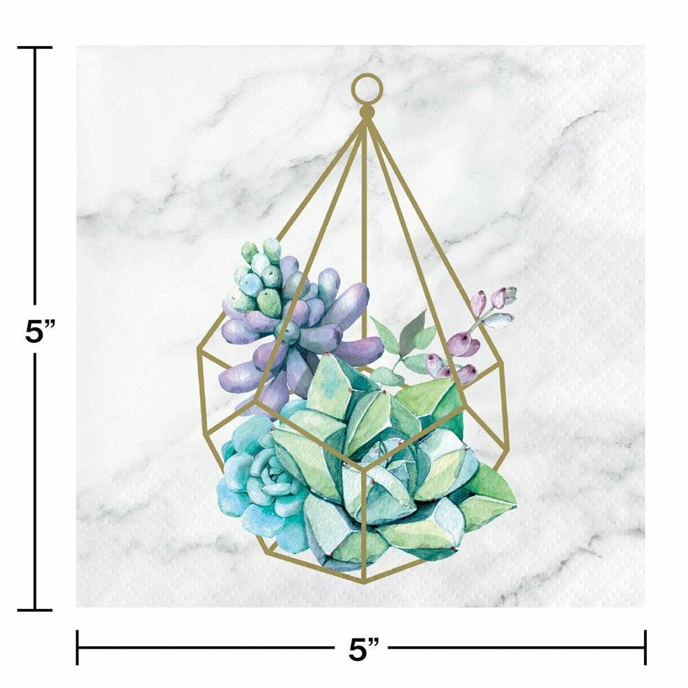 Geometric Succulents Beverage Napkin 16Ct - Toy World Inc