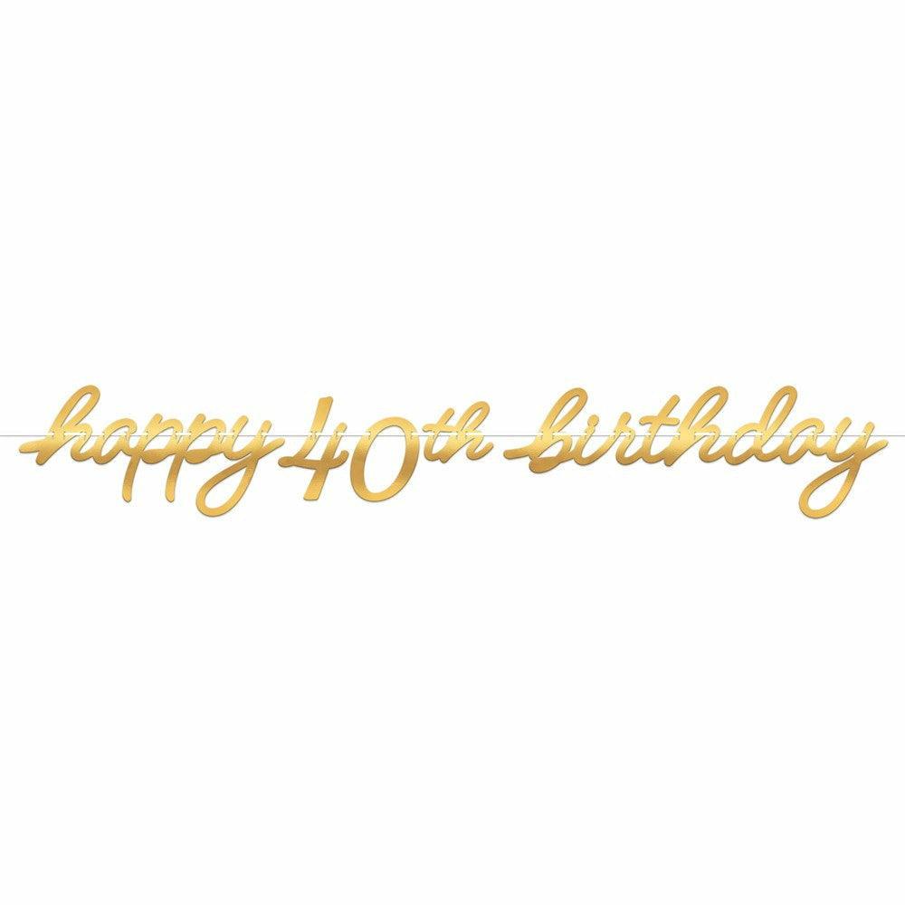 Golden Age Birthday Letter Banner 40th - Toy World Inc