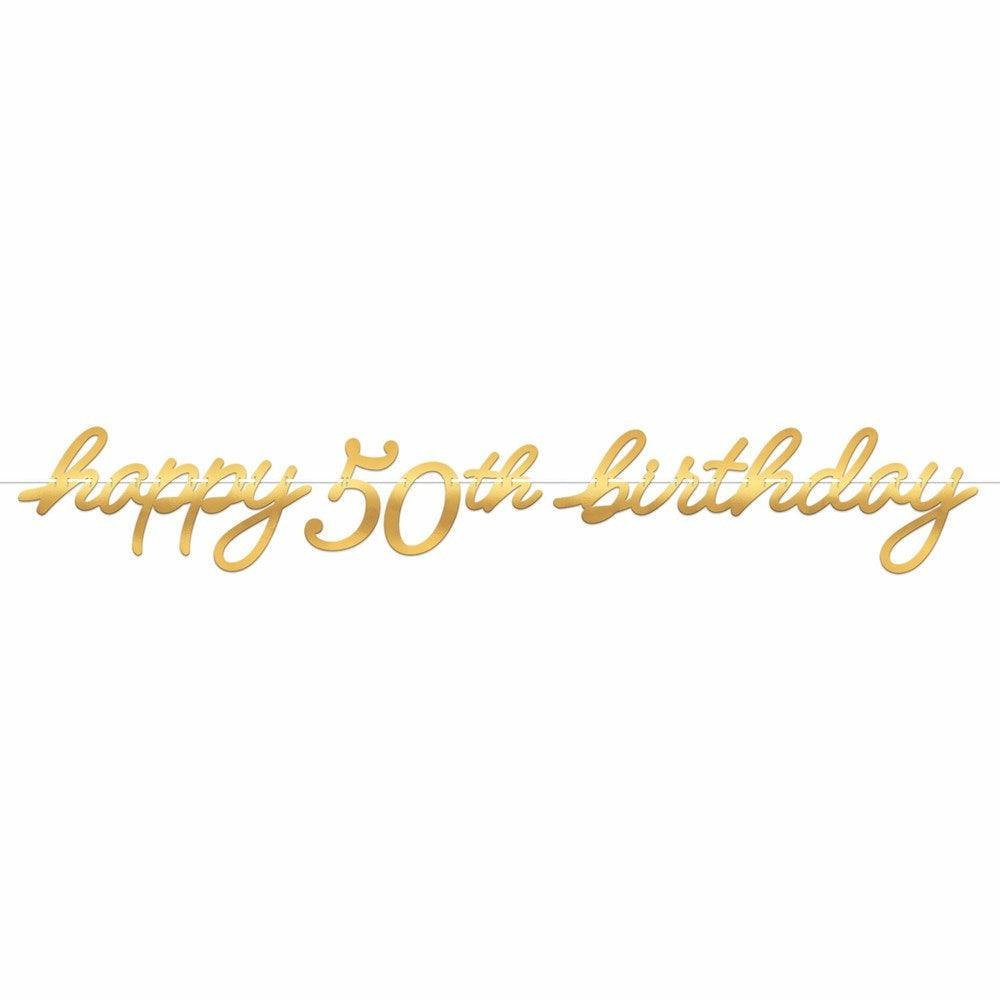 Golden Age Birthday Letter Banner 50th - Toy World Inc