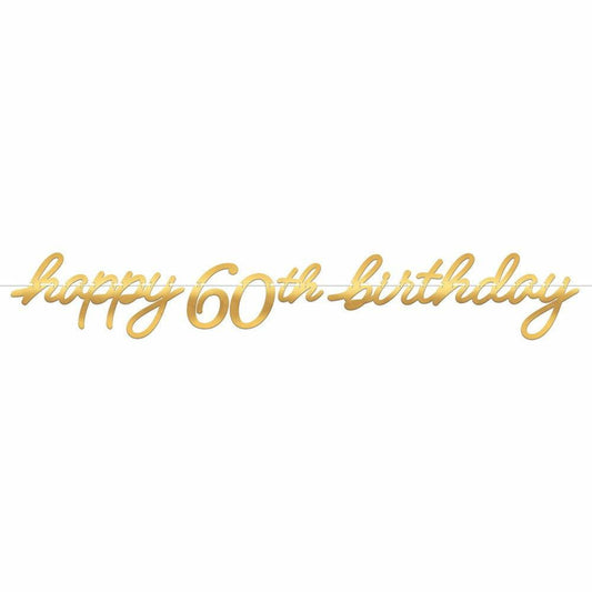 Golden Age Birthday Letter Banner 60th - Toy World Inc