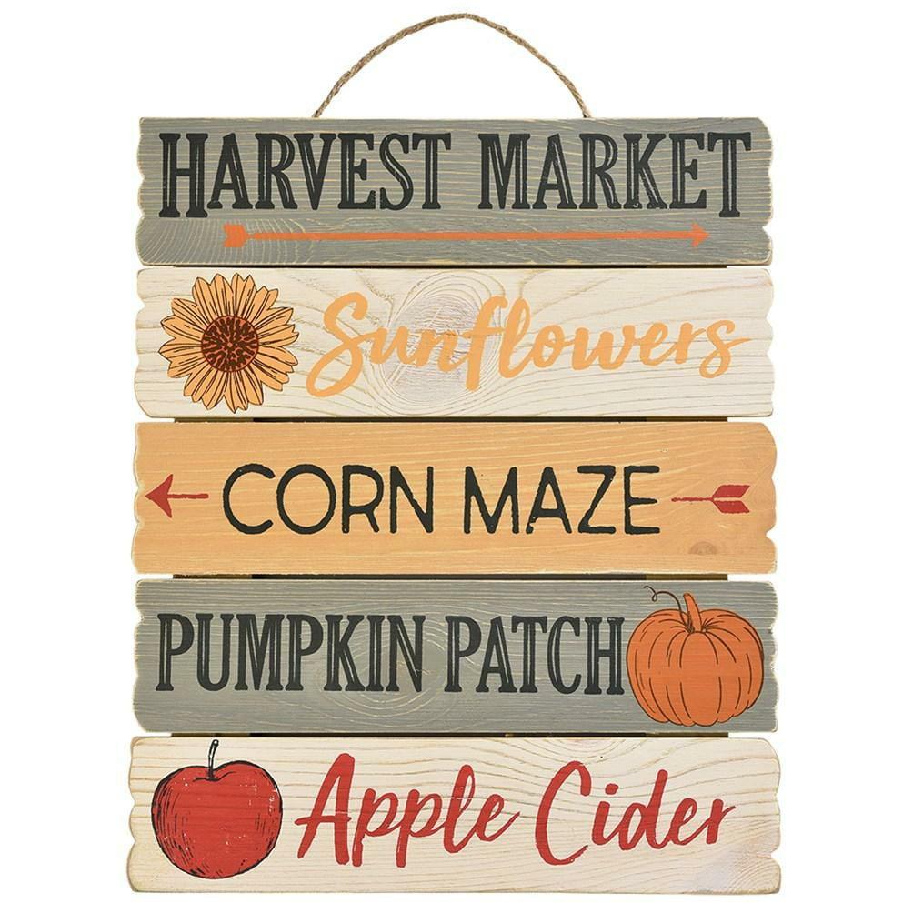 Harvest Market Hanging Slatted Sign 1ct - Toy World Inc