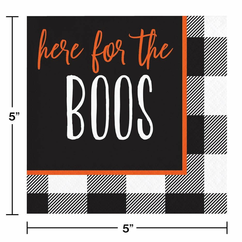Humorous Halloween Beverage Napkin Here for the Boos 16ct - Toy World Inc