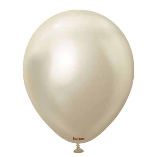 Kalisan 12in Mirror White Gold Latex Balloons 50ct - Toy World Inc