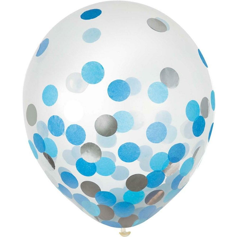 Latex Balloon Blue Silver Tissue and Foil Confetti 6ct - Toy World Inc