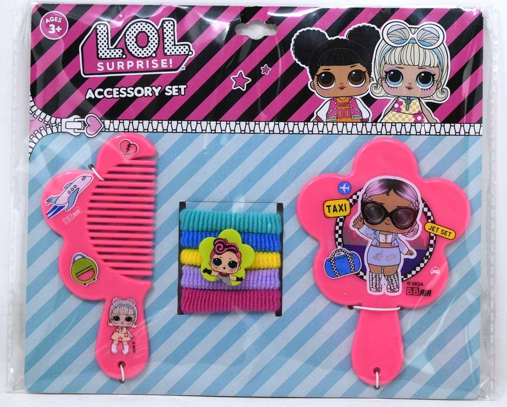 LOL Comb Mirror & Hair Ponies Set 8x.25x7 - Toy World Inc