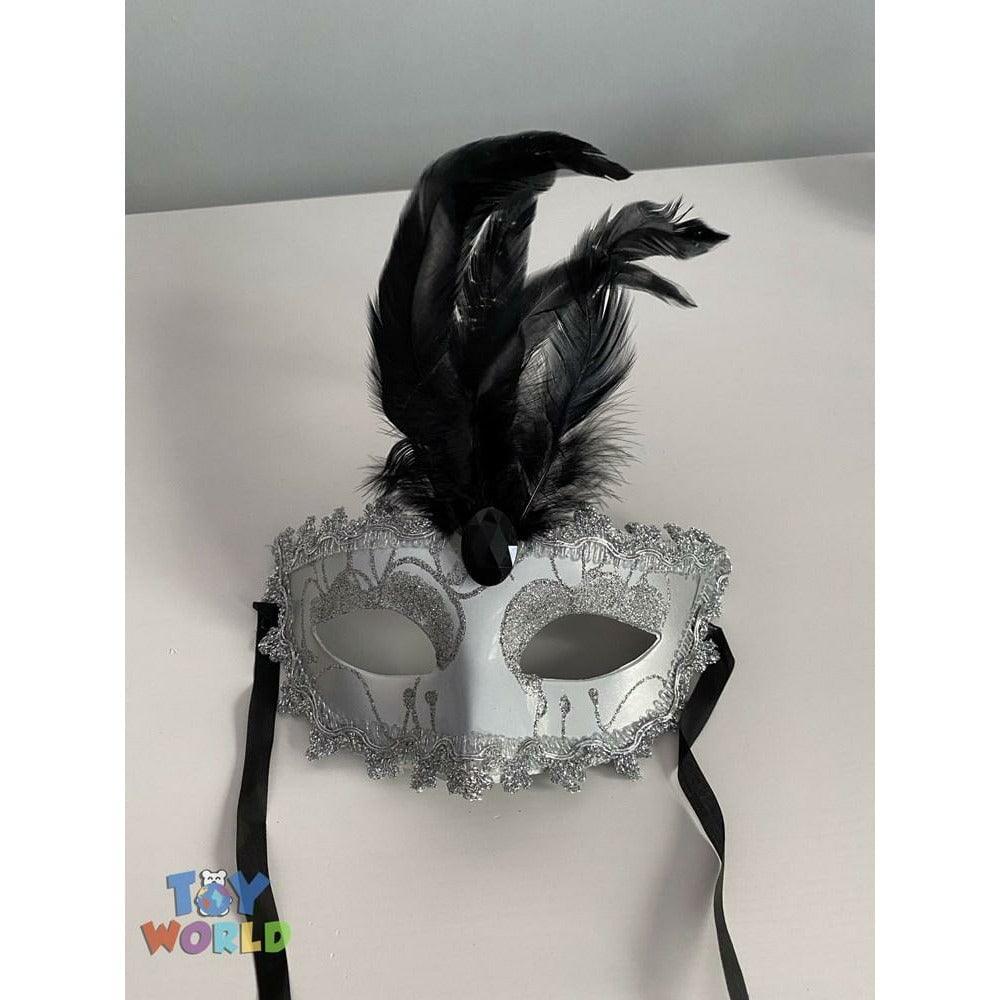 Mask w Rhinestones White and Silver - Toy World Inc