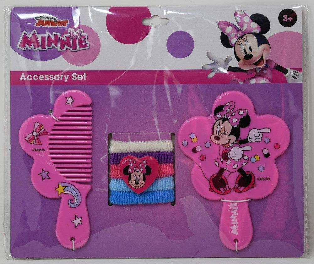Minnie Comb Mirror & Hair Ponies Set 8x.25x7 - Toy World Inc
