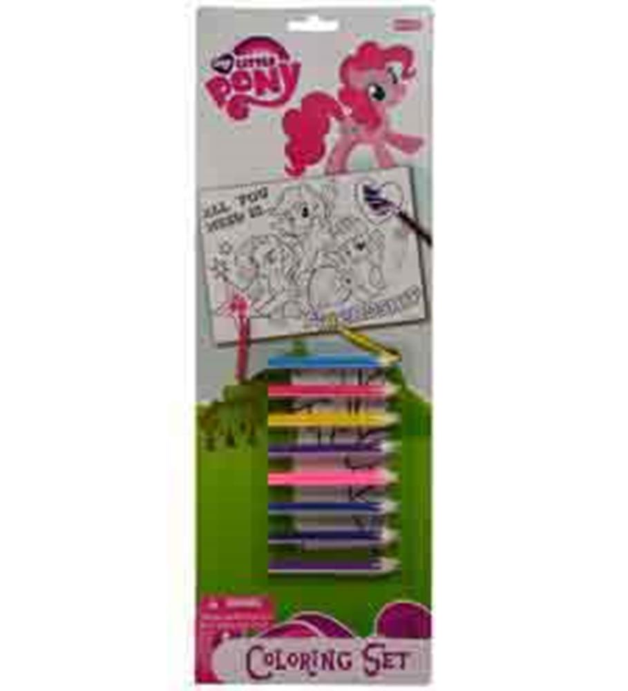 My Little Pony color by numbers set with coloring sheet and ten bright crayons in pink, purple, blue, green, orange, red,.