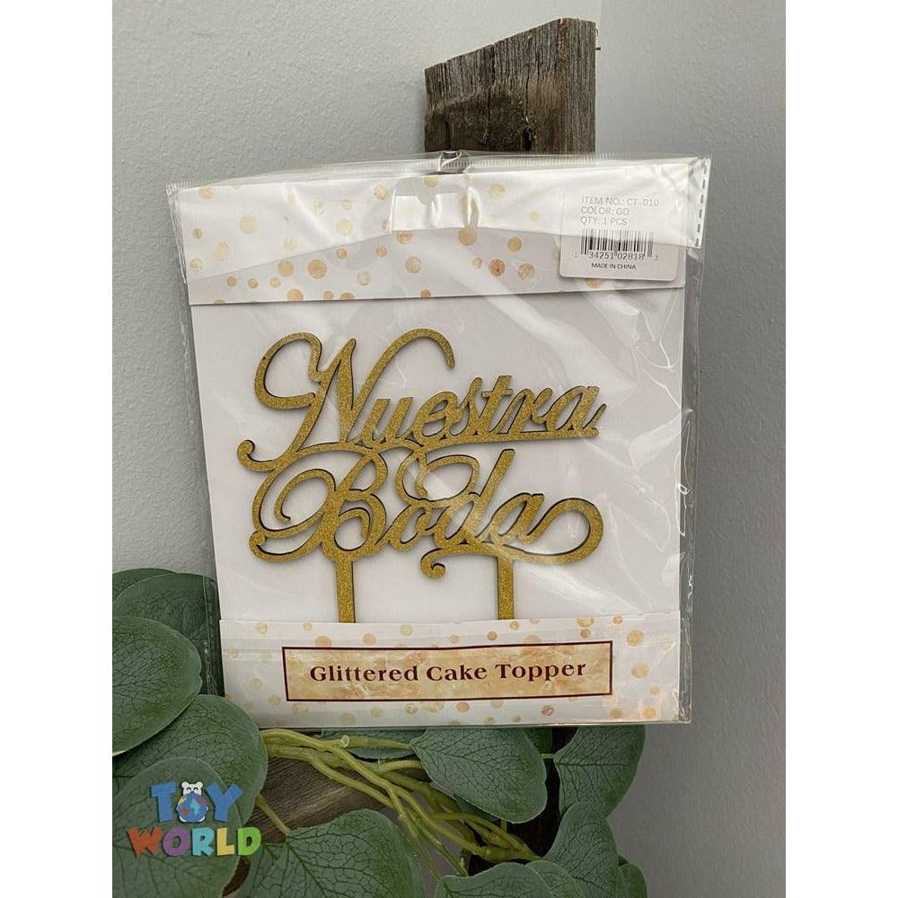 Nuestra Boda Cake Topper Gold - Toy World Inc