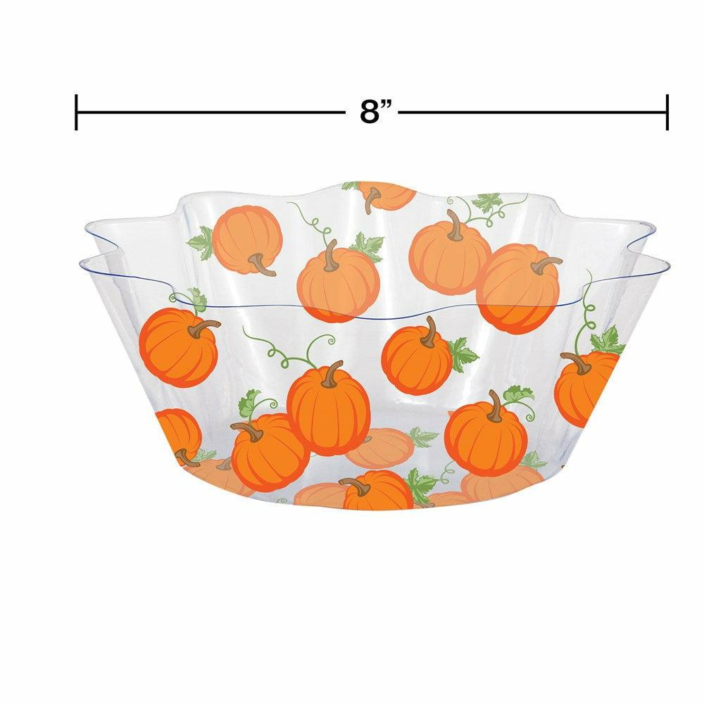 Pumpkins and Leaves Fluted Bowl 8in 1ct - Toy World Inc