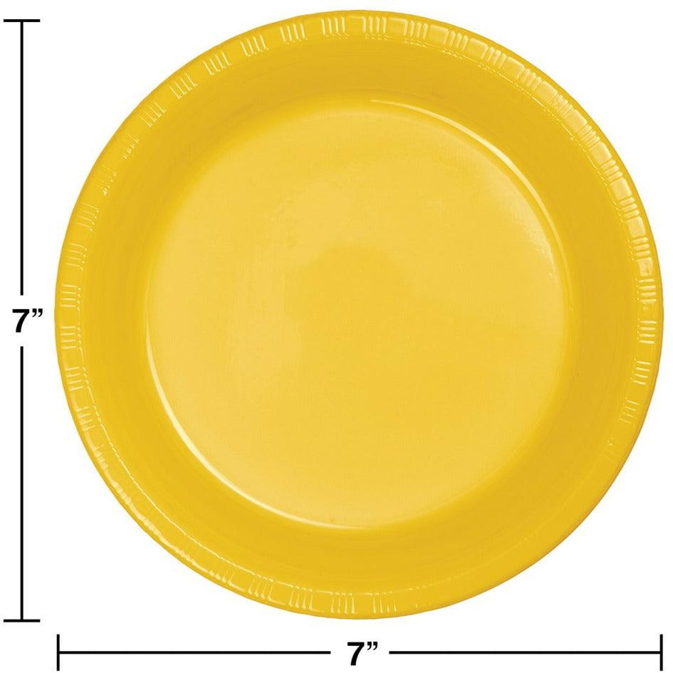 School Bus Yellow 7in Plastic Plate 20ct - Toy World Inc