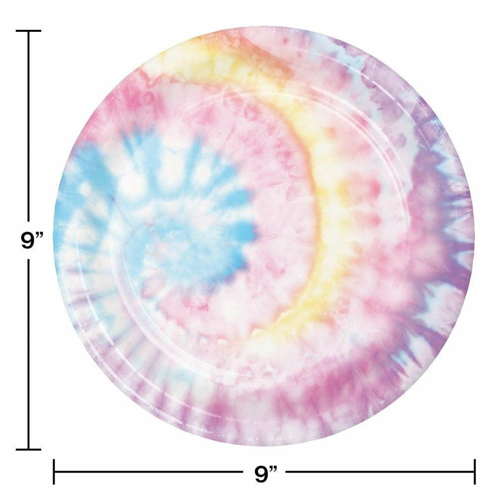 Tie Dye Party Dinner Plate 8Ct - Toy World Inc
