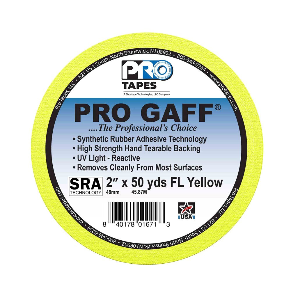 Pro Tapes Gaff 2x50yds FL Yellow Cloth Tape