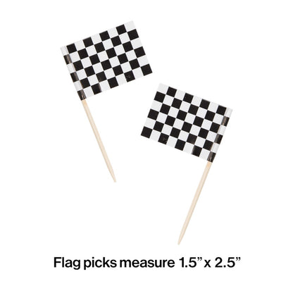 All Occasion Decor Picks Flag 2.5 inch Black & White Check 50ct