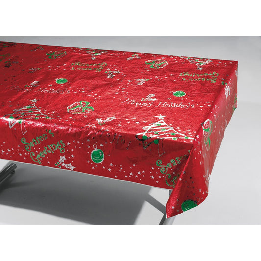 Decor Tablecover Metallic Red Green Printed 1ct